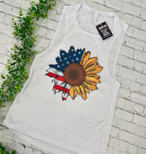 Load image into Gallery viewer, USA Sunflower Muscle Tank