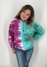 Load image into Gallery viewer, Split Dye Magenta/Jade Crew Sweatshirt Hoodie
