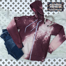 Load image into Gallery viewer, Dusty Plum Distressed Zipper Hoodie
